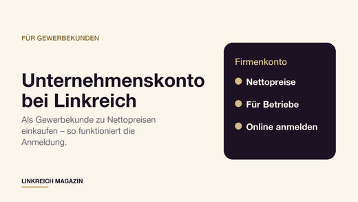 Unternehmenskonto bei Linkreich: als Gewerbekunde zu Nettopreisen einkaufen