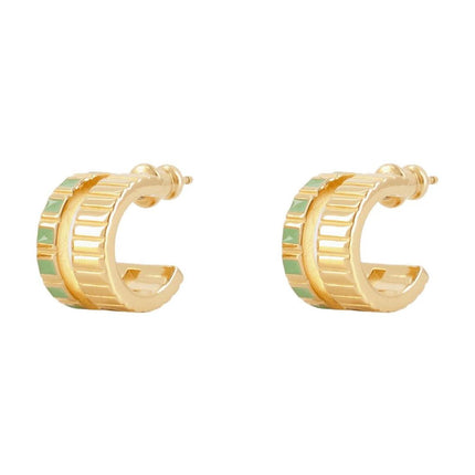 Mini Slot Earring - Ivi - Green - Or