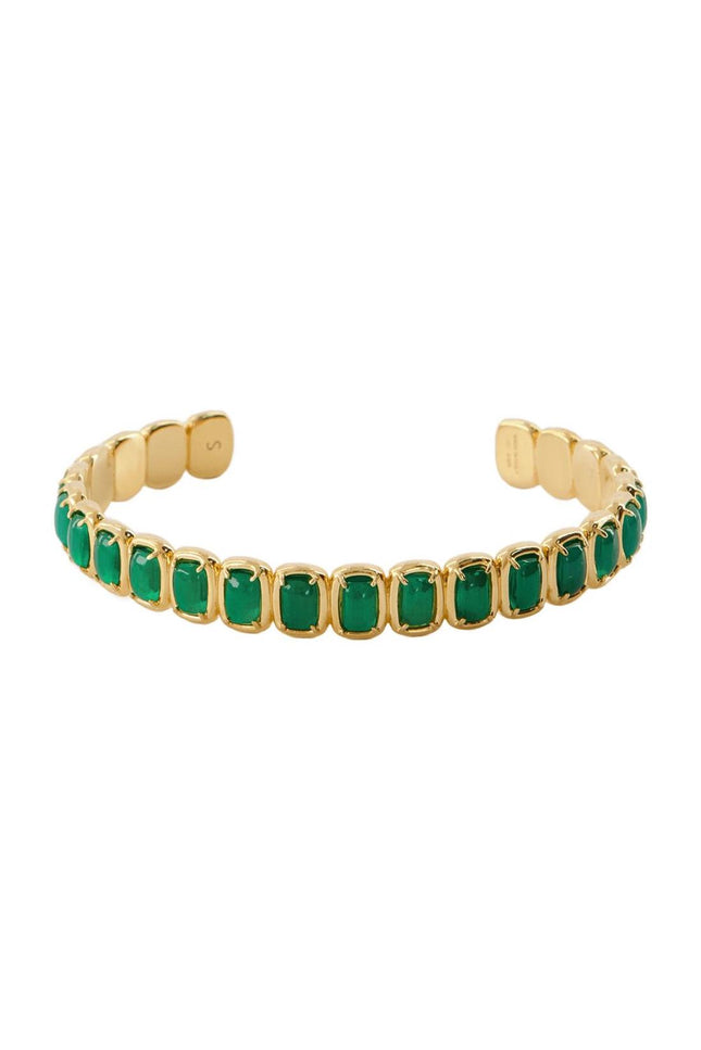 Toy Cuff Bracelet - Ivi - Green Onyx - Or