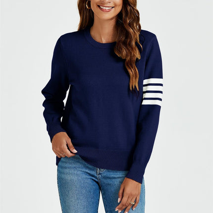 Stripe Pattern Jumper Top In Navy