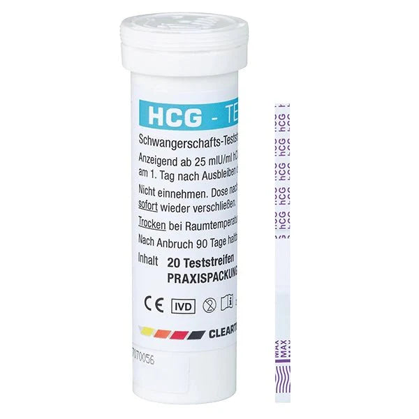 Cleartest hCG Schwangerschafts-Teststreifen - 20 Stück | Packung (20 Tests)