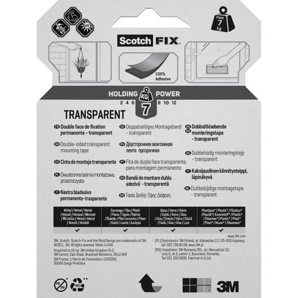 Scotch-FIX™ Transparentes doppelseitiges Montageband 4910C