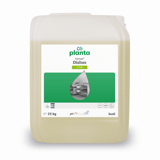 Vamat® Dishes P948 Ökologischer, flüssiger Glas- und Geschirrspülreiniger, alkalisch  | Kanister (25 l)