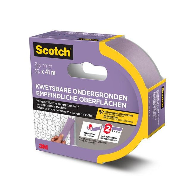 Scotch® Malerabdeckband für empfindliche Oberflächen, 36 mm x 41 m, 1 Rolle/Packung, 100% PEFC SGSCH-PEFC-COC-110078 | Packung (1 Rolle)