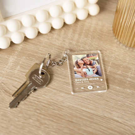 Schlüsselanhänger Song Cover Glas Bild mit Foto - Titel und Musikalbum inkl.