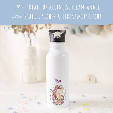 Bedruckte Trinkflasche aus Edelstahl - Einhorn V2