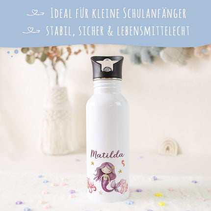 Bedruckte Trinkflasche aus Edelstahl - Meerjungfrau