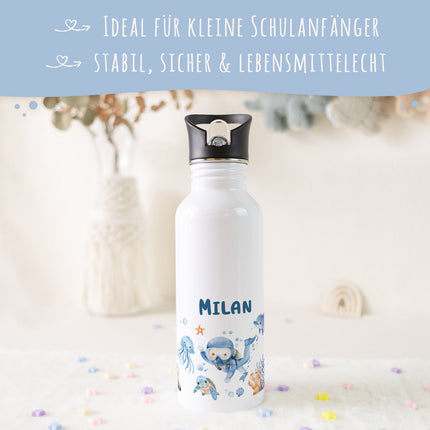 Bedruckte Trinkflasche aus Edelstahl - Taucher