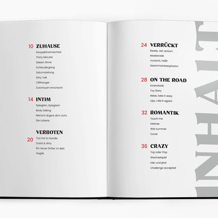 Dirty Adventures Challengebuch fürs Bett