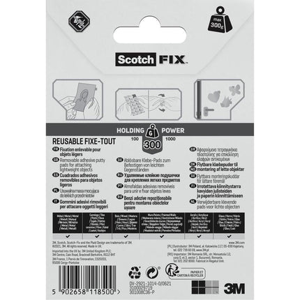 Scotch-FIX™ Ablösbare Klebepads 301008C36-P, 11 mm x 15 mm, 36 Stück/Packung | Packung (1 Stück)