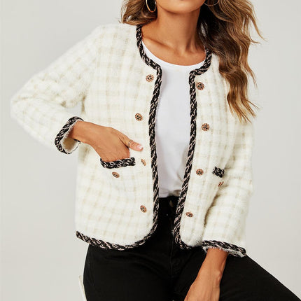 Straight Boucle Jacket In White