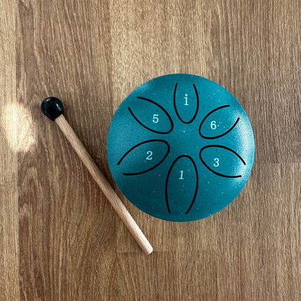 🌿 6-Ton Steel Tongue Drum – Mini Handpan aus Stahl in Grün