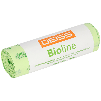 DEISS BIOLINE Müllbeutel, Biofolie, 30 L, Natur 500x600x0,018 mm | Rolle (20 Stück)