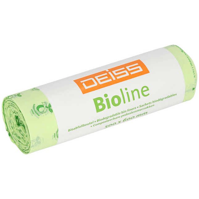 DEISS BIOLINE Müllbeutel, Biofolie, 30 L, Natur 500x600x0,018 mm | Rolle (20 Stück)
