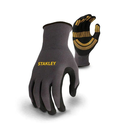 Stanley Arbeitshandschuh Größe M – Nitrilbeschichtet, atmungsaktiv & leicht, Grau/Schwarz/Gelb, EN420 & EN388