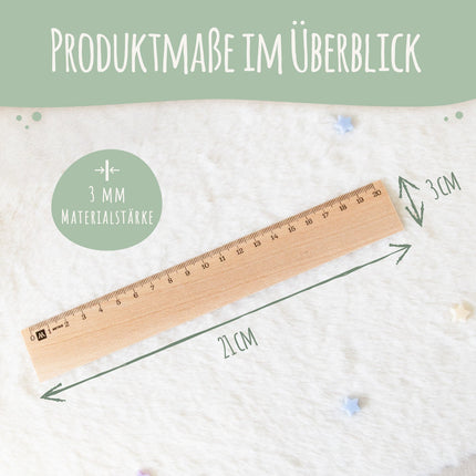 Lineal zur Einschulung im Eulen Design für Kinder aus Holz