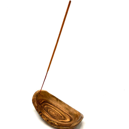 Olivenholz - Räucherstäbchenhalter - oval rustikal - 16 cm