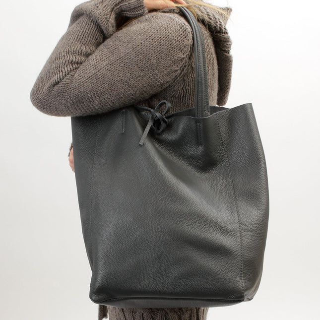 Leder Shopper Tasche Grau