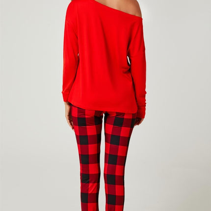 Let It Snow* Christmas Long Sleeve SweatShirt Top & Trousers Co Ord In Red