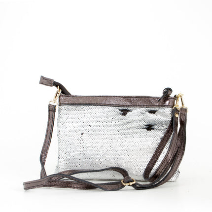 Wende Pailletten Mäppchen Clutch Silber