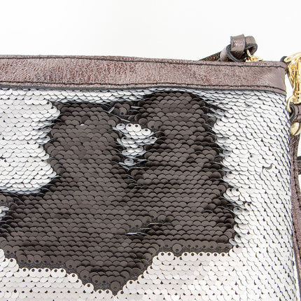 Wende Pailletten Mäppchen Clutch Silber