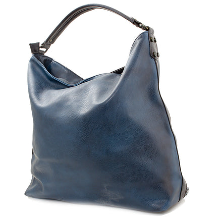 Schultertasche Beutel mit Flechtoptik Blau