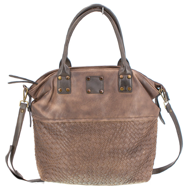 Große Vintagetasche Flechtoptik Braun