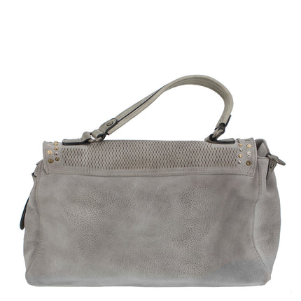 Handtasche Beige mit Nieten Grau
