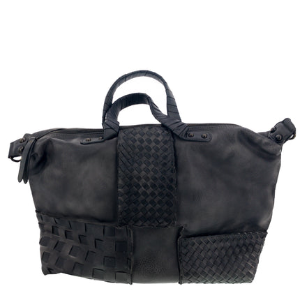 Vintage Bag Tasche Flechteinsatz Schwarz