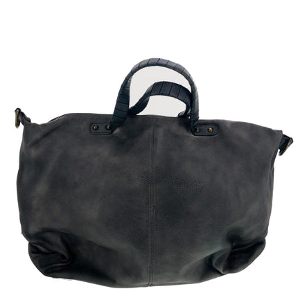 Vintage Bag Tasche Flechteinsatz Schwarz
