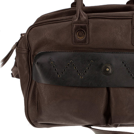 Vintage Handtasche Dunkelbraun mit aufgesetzten Tachen