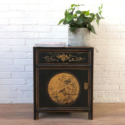 Vintage Asia Chinesisches Nachtkästchen Nachttisch "LesNoirs" - Art. 35191-11