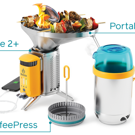 Campingkocher und Ladestation für Smartphones . Aus Holzfeuer Strom erzeugen ! BioLite CampStove Complete Cook Kit