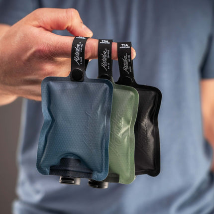 Matador FlatPak Toiletry Bottle 3-Pack (blue, charcoal, green)