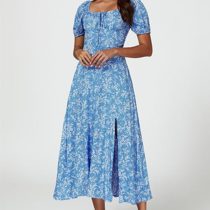 Floral Print Maxi Dress In Blue