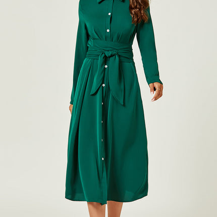 Shirt Midi Wrap Dress In Green