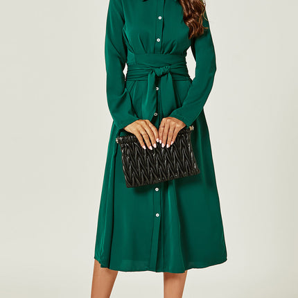 Shirt Midi Wrap Dress In Green