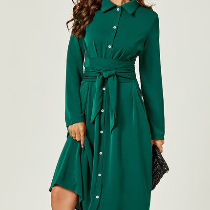Shirt Midi Wrap Dress In Green