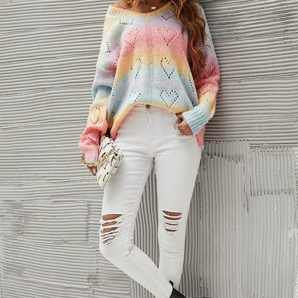 Heart Jumper Top In Pink Blue Yellow Rainbow