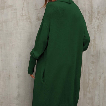 Dark Green Chunky Pleat Oversized Cardigan