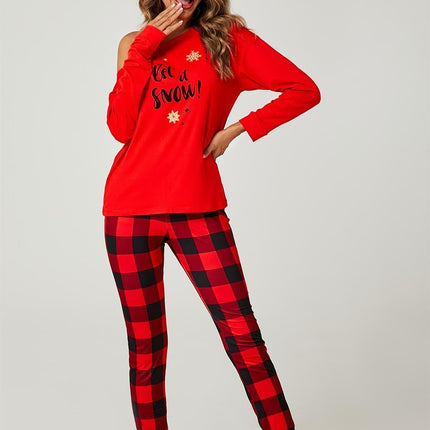 Let It Snow* Christmas Long Sleeve SweatShirt Top & Trousers Co Ord In Red