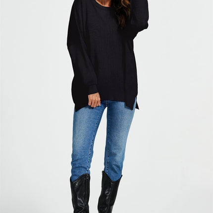 Oversized Jumper Top In Black