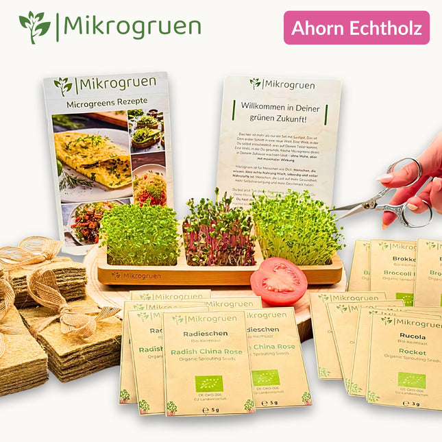 Microgreens Anzuchtset - Echtholz Traum