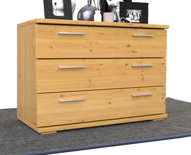 Nobis Kommode Sideboard | 3 große Schubladen | 57cm hoch | 100% Bio Kiefer Massivholz