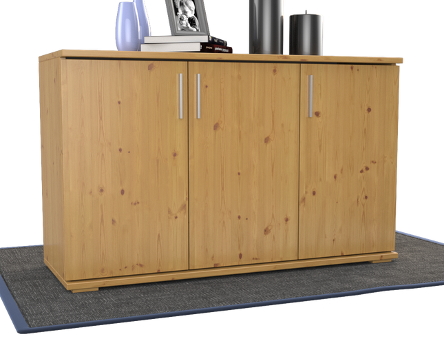 Nobis Kommode Sideboard | Anrichte | 3-Türig mit Regalböden | 100% Bio Kiefer Massivholz