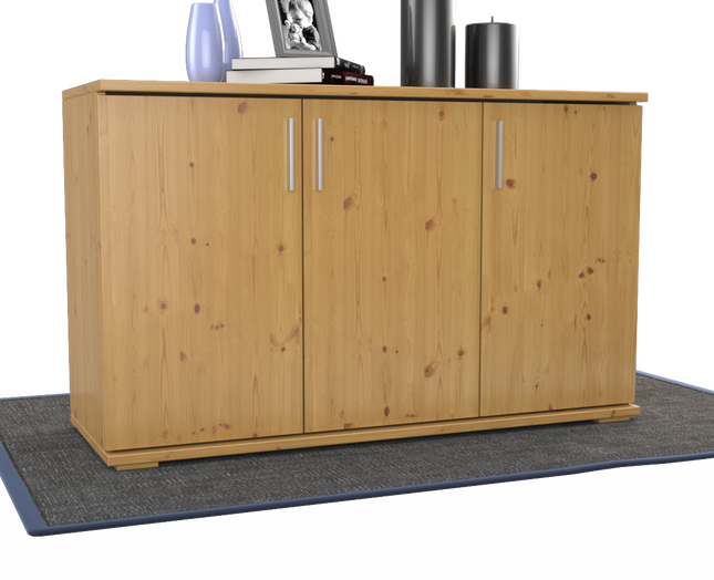Nobis Kommode Sideboard | Anrichte | 3-Türig mit Regalböden | 100% Bio Kiefer Massivholz