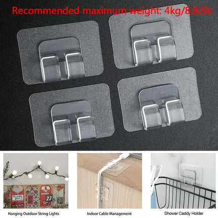 10er Set Transparente Klebe Haken für Außen-Lichterketten, Kabelführung Organizer - Wasserdicht, Selbstklebend & UV-beständig