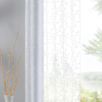 Gardine Ösen Schal  Vorhang POMPEI Relief Stickerei Transparent Raffhalter  10000178