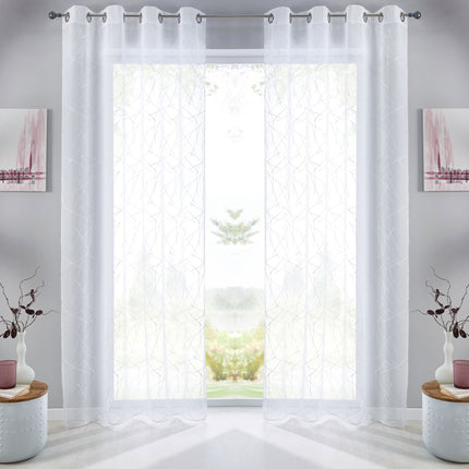 Gardine Ösen Schal  Vorhang POMPEI Relief Stickerei Transparent Raffhalter  10000178