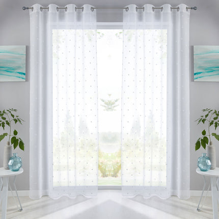 Gardine Ösen Schal  Vorhang POMPEI Relief Stickerei Transparent Raffhalter  10000178